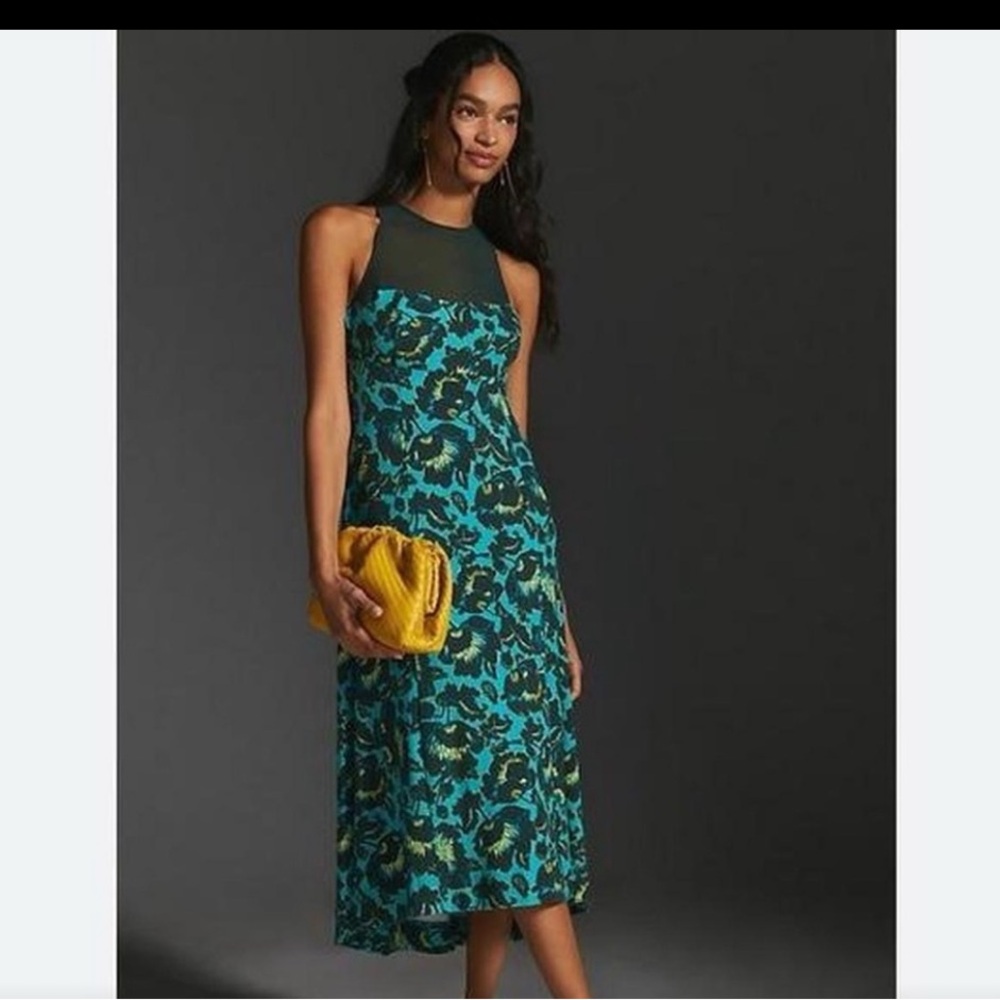 Maeve Anthropologie Green and Black Maxi Dress
